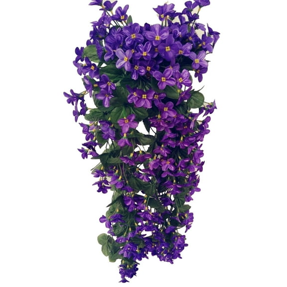 HEMOTON 4petals Artificial Flower Hanging Flowers Violet Vine Wedding Home Decoration (Deep Purple)