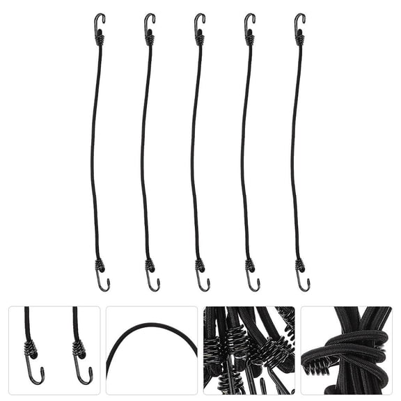 ORDDIART Black Elastic Luggage Straps 5-Pack Tie Security Bands