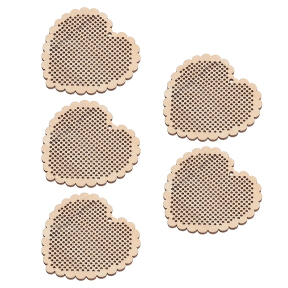 HEMOTON Creative Crossstitch Wood Pendant for Decoration Beige Color Lightweight and Durable 5 Pieces