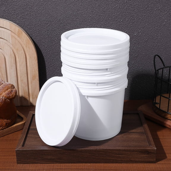 HEMOTON 5 Pcs Sealed Bucket Food Grade Water with Lid Paint Milk Container White
