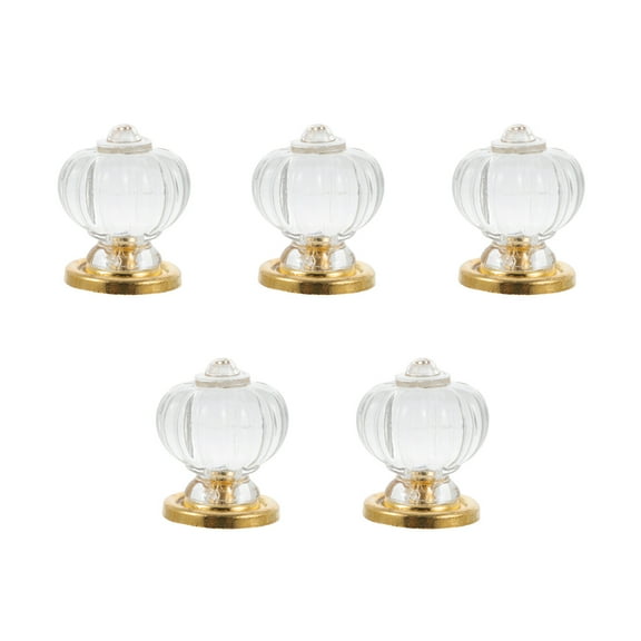 HEMOTON 5 Pcs Transparent Handle Polish Dresser Drawer Knobs Golden