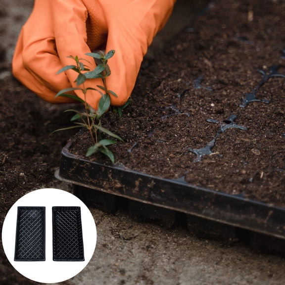 HEMOTON 5 Sets Seedling Plate Flat Growing Trays Outdoor Plant Succulent Planters Black