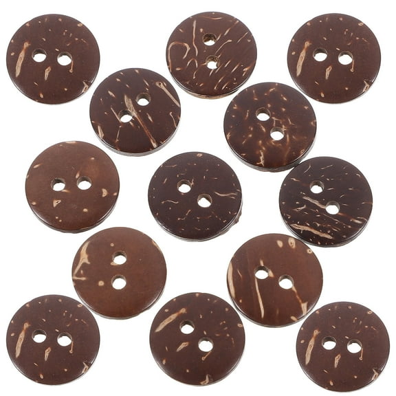 HEMOTON 50 PCS 15mm Wood Coconut Shell Buttons 2 Holes Crafting Big for Crafts Baby