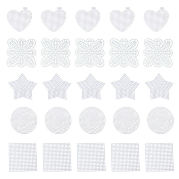 HEMOTON  50 Pcs Clear Plastic Canvas Shapes Mesh Hexagon Stitching Embroidery Craft Project Child White