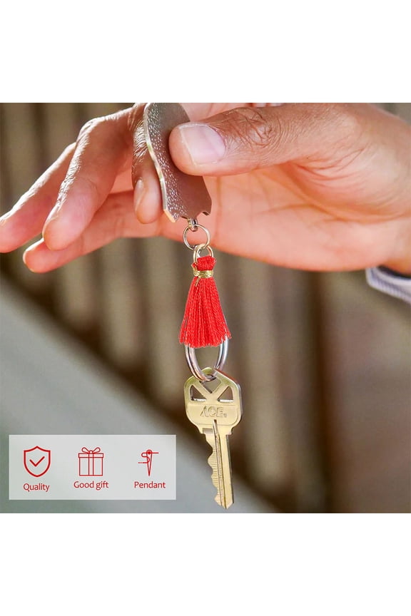 50 Pcs Decorative Tassel Gift Packaging Accessories Keychain Charm Red