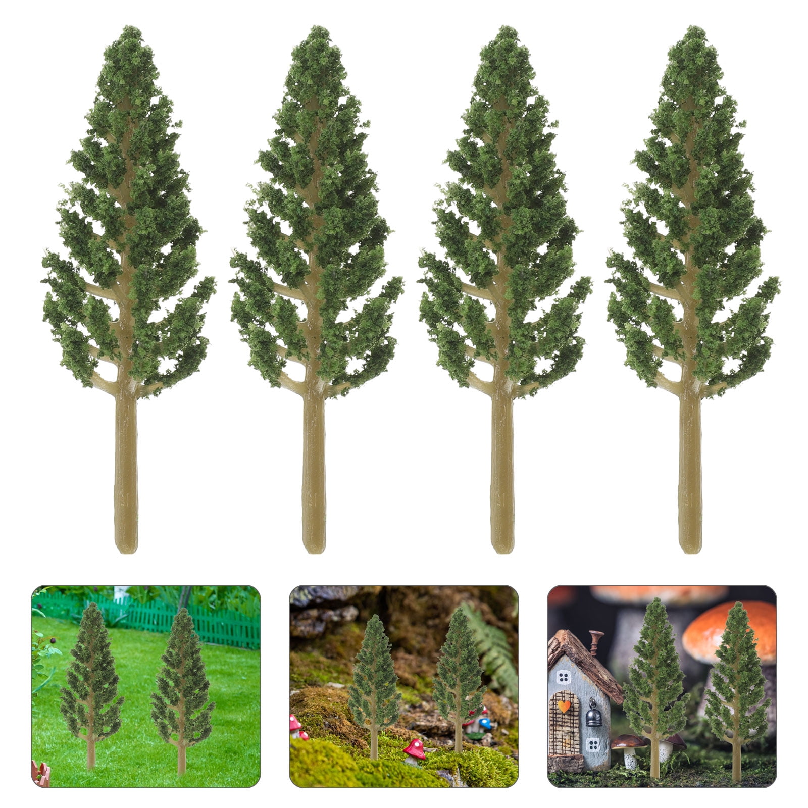 Mini Super Tree HEMOTON 50 Pcs Mini Landscape Decor Miniature Fake Tree Green ...