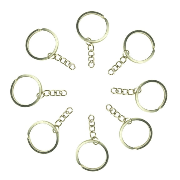 HEMOTON 50-Pack Stainless Steel Round Key , Keychain Accessories, Size 5.3 x 2.5 x 0.2 cm for Keys and Crafts