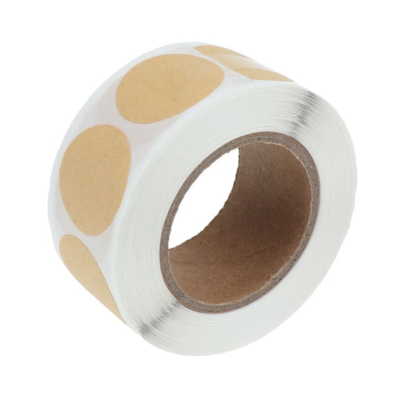 HEMOTON 500 Beige Kraft Paper Round Adhesive Stickers for Decoration Writable Labels on a Roll