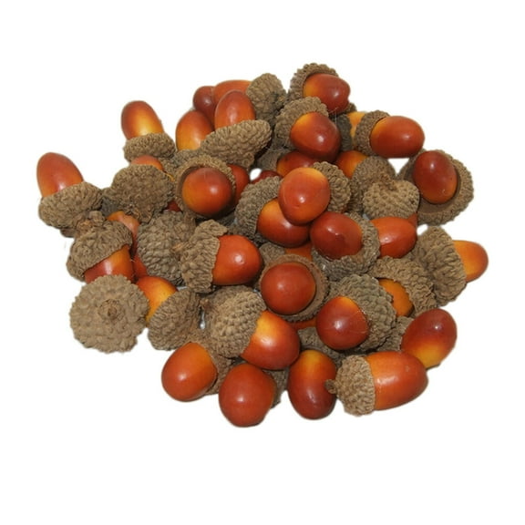 HEMOTON 50pcs Artificial Lifelike Small Acorn Photo Props False Nuts Home Kitchen Decor