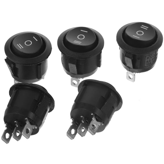 EXHUMKY 5-Pack Round Car Push Button Switch Black, Easy Installation, Automotive Replacement Parts