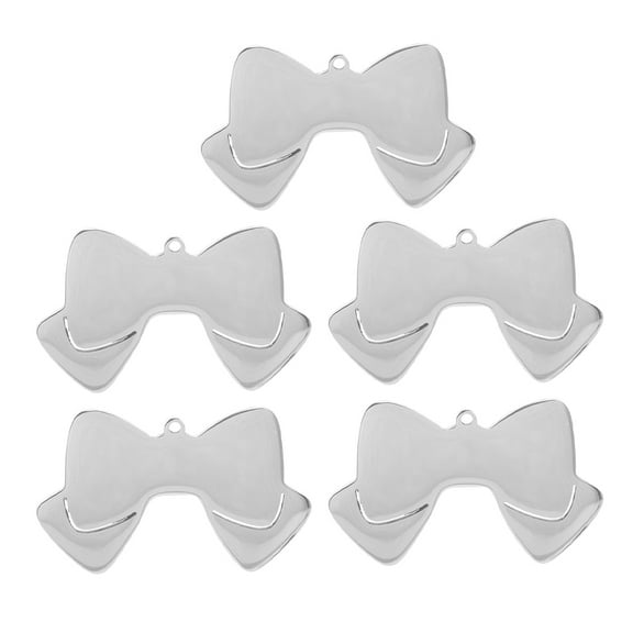 HEMOTON 5Pcs Bow Shape Dog ID Tag Stainless Steel Pets Name Tag Puppy Blank DIY Dog ID Tag