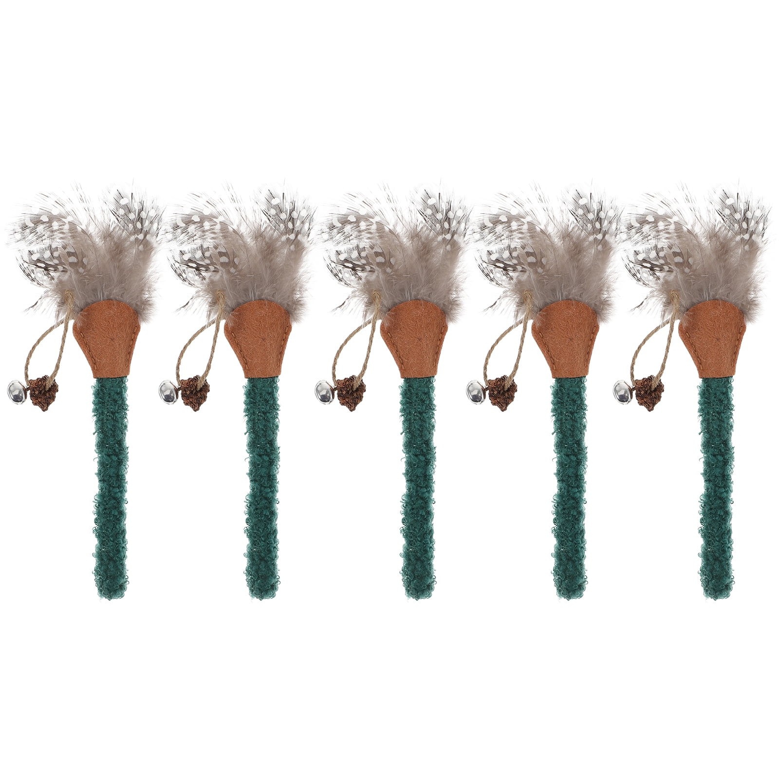 HEMOTON 5Pcs Cat Chewing Toy Feather Matatabi Rod Cat Interactive Toy