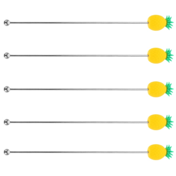 HEMOTON Golden Reusable Coffee Stir Sticks for Cocktail Drinks Made of Stainless Steel and PVC 5 Pieces