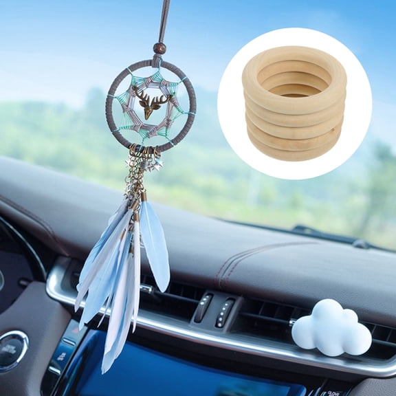 SOPOTUTU DIY Crafts Wood Rings for Dream Catchers Khaki 5Pcs