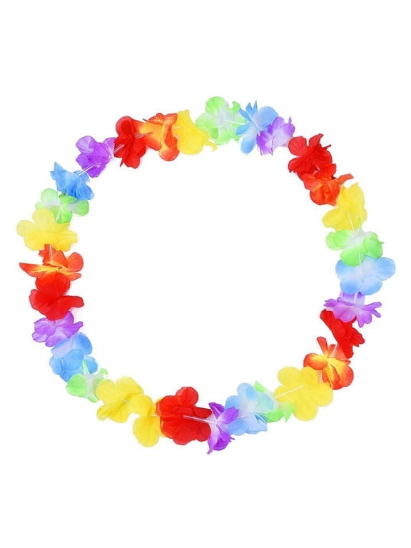 5-Pack Tropical Flower Necklaces Multi-Color Hawaiian Lei Garlands for Luau Party Decorations