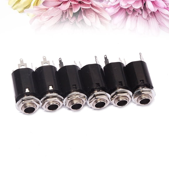 HEMOTON 6-Piece 1/4 Inch 6.35mm Threaded Cylinder Endpin Jack Set for Bass Guitar Pickup Output Input Socket Plug