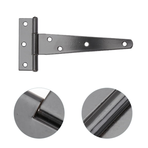 HEMOTON 6 PCS Strap Hinge Gates T-shaped Hinge Galvanized Hinge Size 2 Black