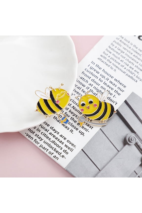 6 Pcs Bee Shaped Lapel Pin for Clothes Women Student Yellow