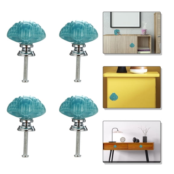 HEMOTON 6 Pcs Drawer Knobs Pull for Wardrobe Dresser Handles White Man Blue