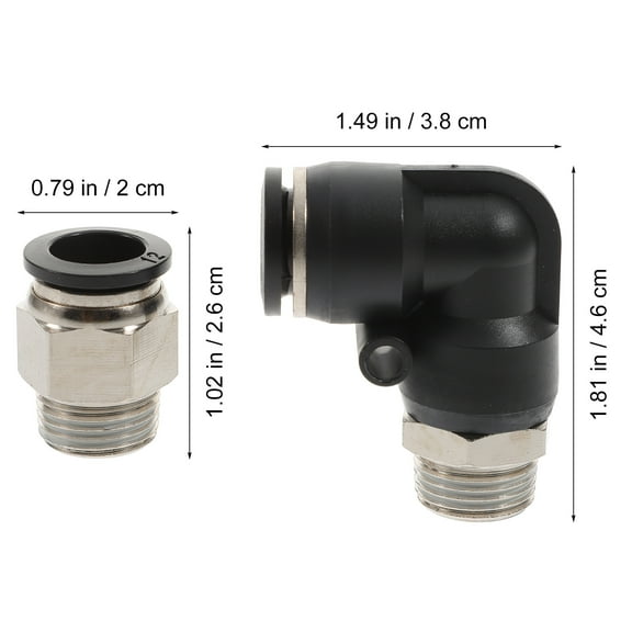 HEMOTON  6 Pcs Quick Release Fittings Connect Air Hose Push to Pneumatic Connectors Black