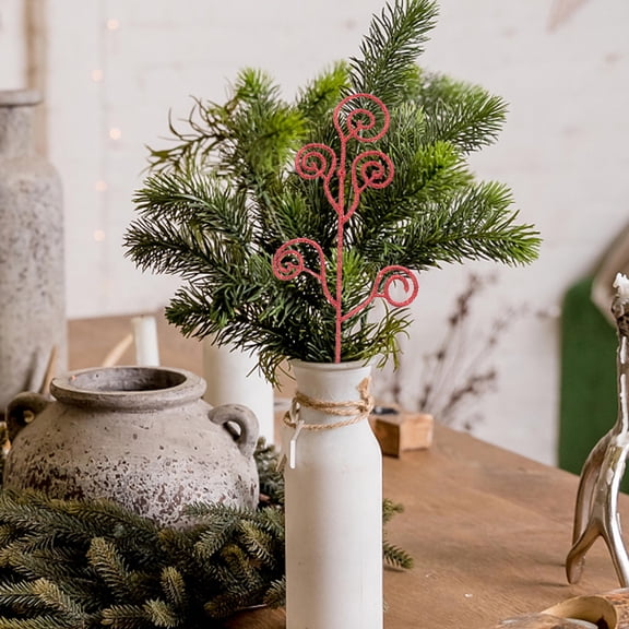HEMOTON 6-Pack Artificial Red Curly Stems Twigs Garland Sprays Decorative Simulation Branches for Home Decor