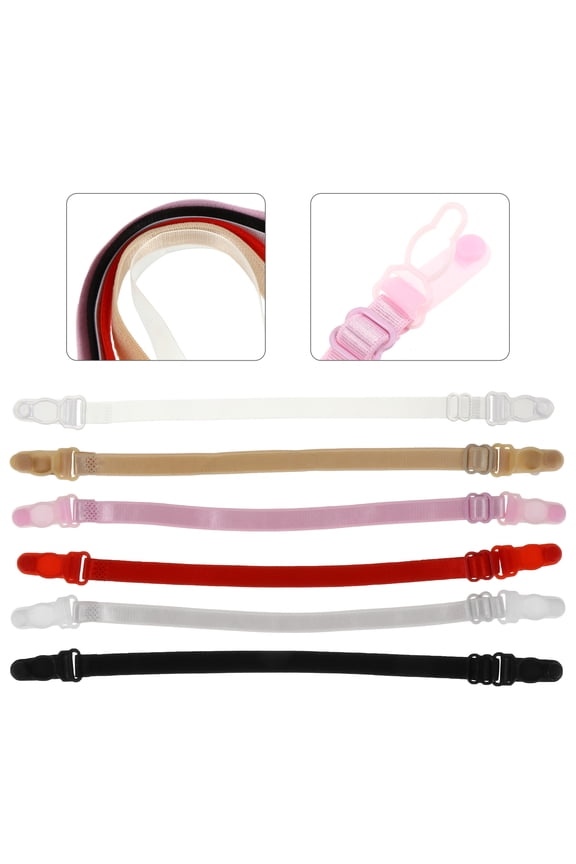 6Pcs Elastic Bra Strap Holder Slip Resistant Adjustable Buckles with Multi Color for Active Wear