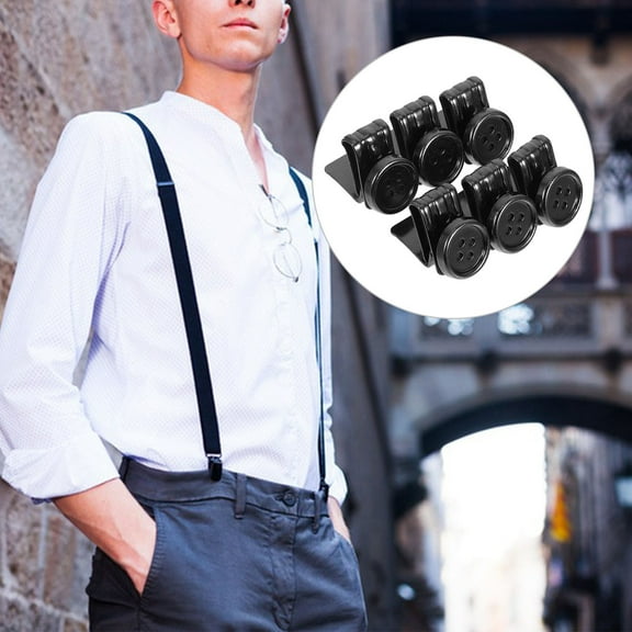 HEMOTON  6 Pcs Suspender Buttons for Mens Pants Suspenders Man Work Black