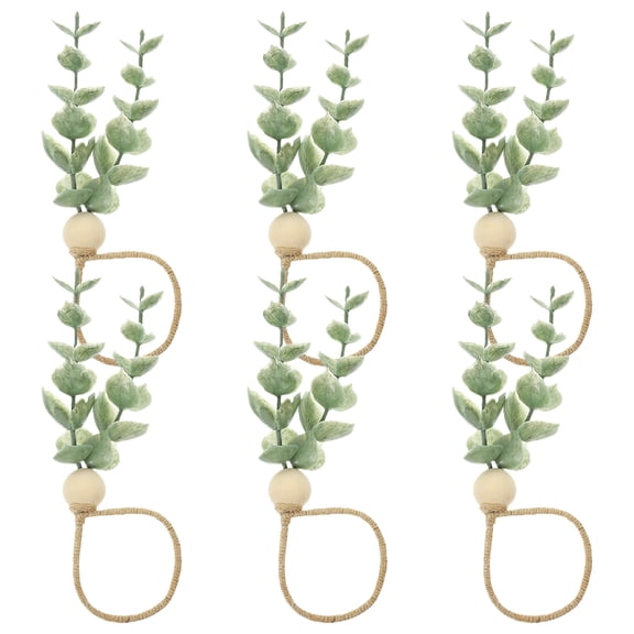 RENACLIPY Rustic Wooden Beads Napkin with Green Plastic and Jute Rope, Set of Table Decor Accessories