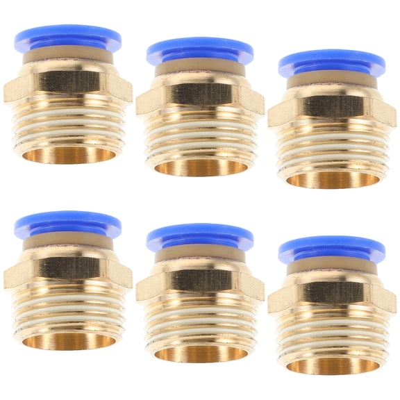 HEMOTON 6PCS Quick Straight Connector Pneumatic Hose Connectors with Copper Thread Quick Fitting Air Tube for Pneumatic Quick Connect