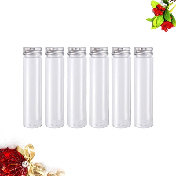 HEMOTON 6PCS Transparent Plastic Test Tubes for Liquid Holding with Screw Caps Ideal for Travel and Crafts 110ml