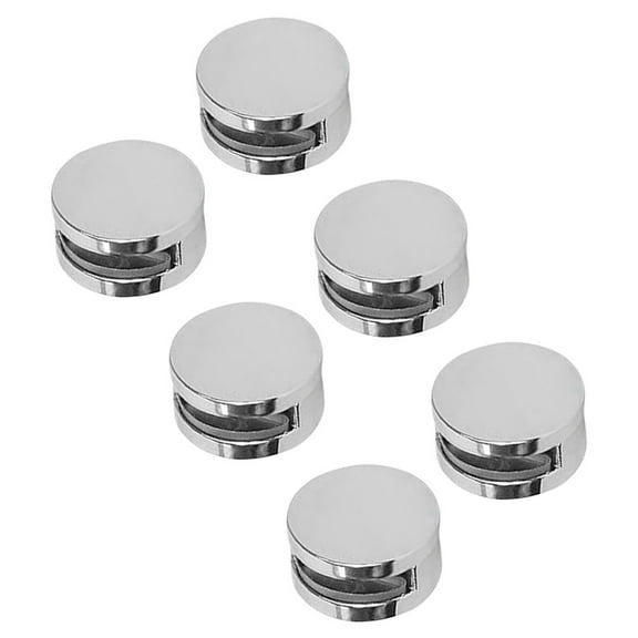 HEMOTON 6Pcs Mirror Mounting Clips Round Shape Wall-Mounted Mirrors Bracket Glass Clips Clamps Holder