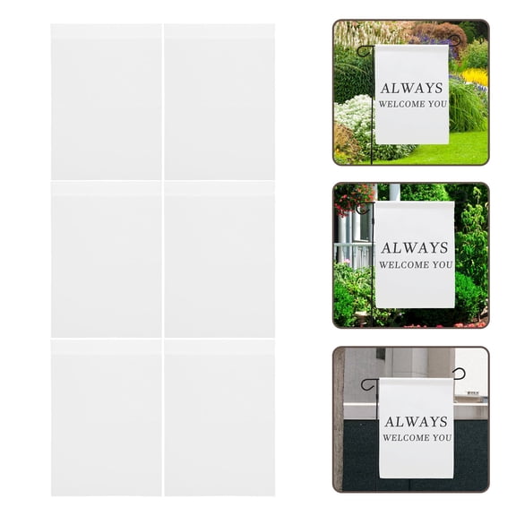 SOPOTUTU DIY White Garden Flags 6Pcs, Durable 300D Oxford Cloth for Home Decor
