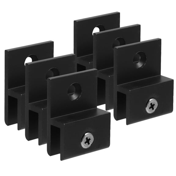 HEMOTON 6pcs Aluminum Alloy Glass Fixing Clips Wall Mounted Glass Clamps Shelf Bracket Clips Holder Black