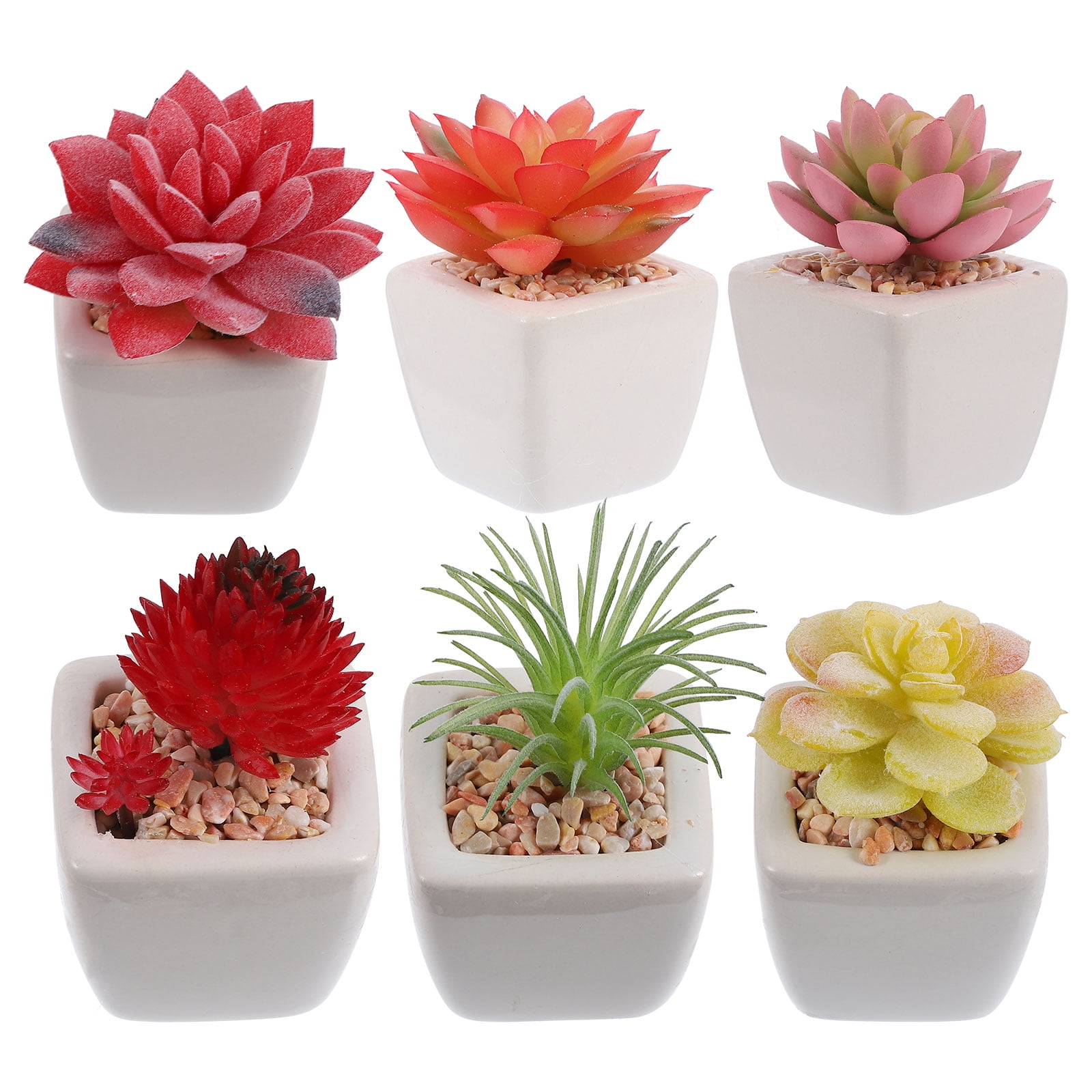 HEMOTON 6pcs Artificial Succulent Bonsai Fake Succulent Plant Decors
