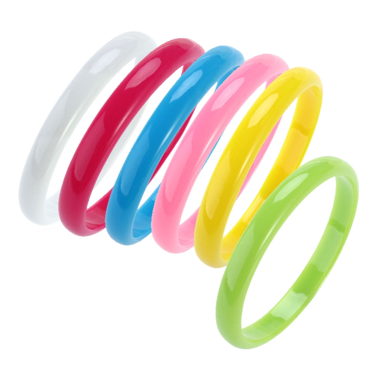 HEMOTON 6pcs Fashion Plastic Bangle Bracelets Candy Color Bracelet for  Women Children (Random Color)