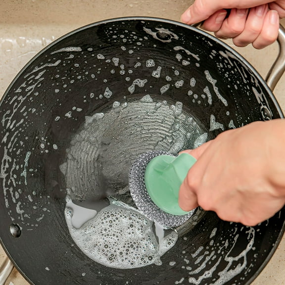 SOPOTUTU  6pcs Round Steel Dish Scrubber Efficient Cleaning Tool for Cookware