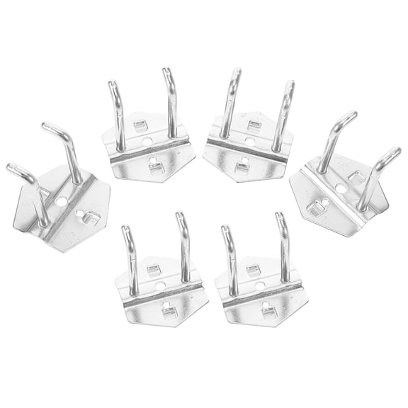 HEMOTON 6pcs Sturdy Metal Pegboard Hooks for Home Use Silver Color with Good Bearing Capacity