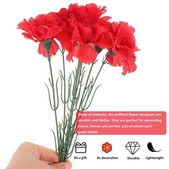 HEMOTON 7 Branches Wedding Simulation Carnation Small Carnation 7pcs Red