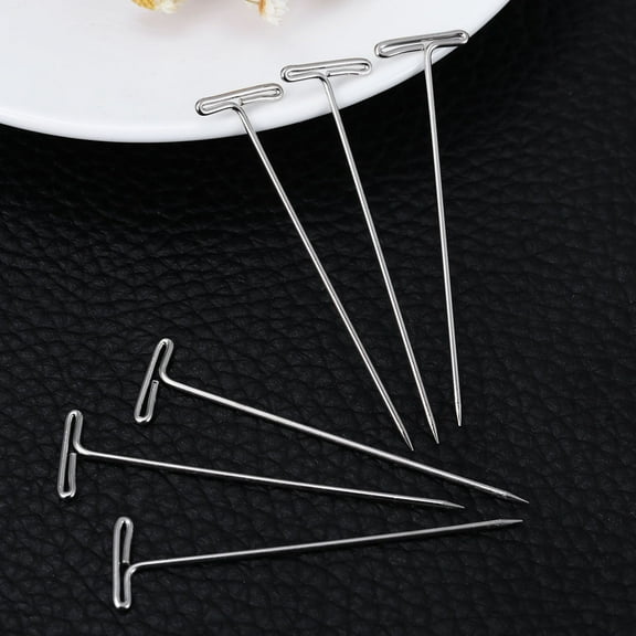 HEMOTON 70Pcs Blocking Board Pegs T Pins for Knitting and Crochet Silver