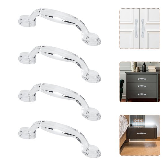 SOPOTUTU 8Pcs Versatile Transparent Acrylic Closet Handles with Arched Design Durable Material