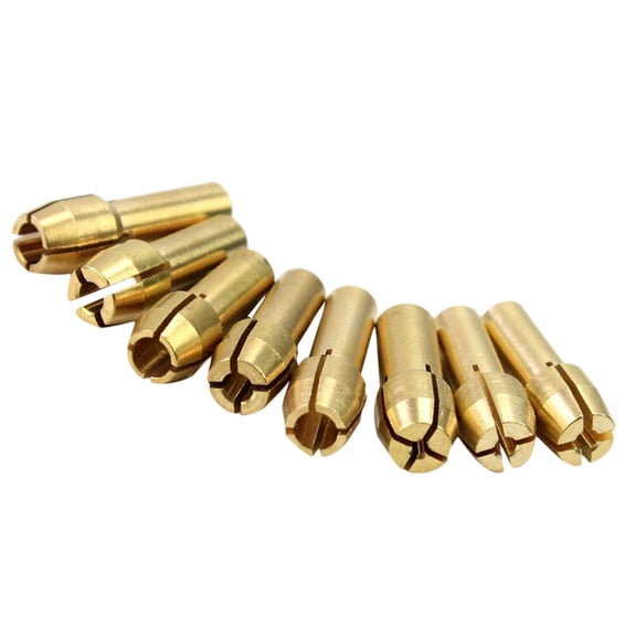 SOPOTUTU 8Pcs Rotary Tool Brass Collets Golden Color Compatible with Most Rotary Tools