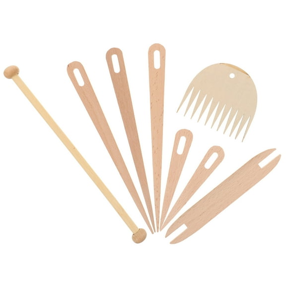 DEEPCRAFF Knitting Needles Shuttles Stick Set Wood 8Pcs 11X1.8X0.4in