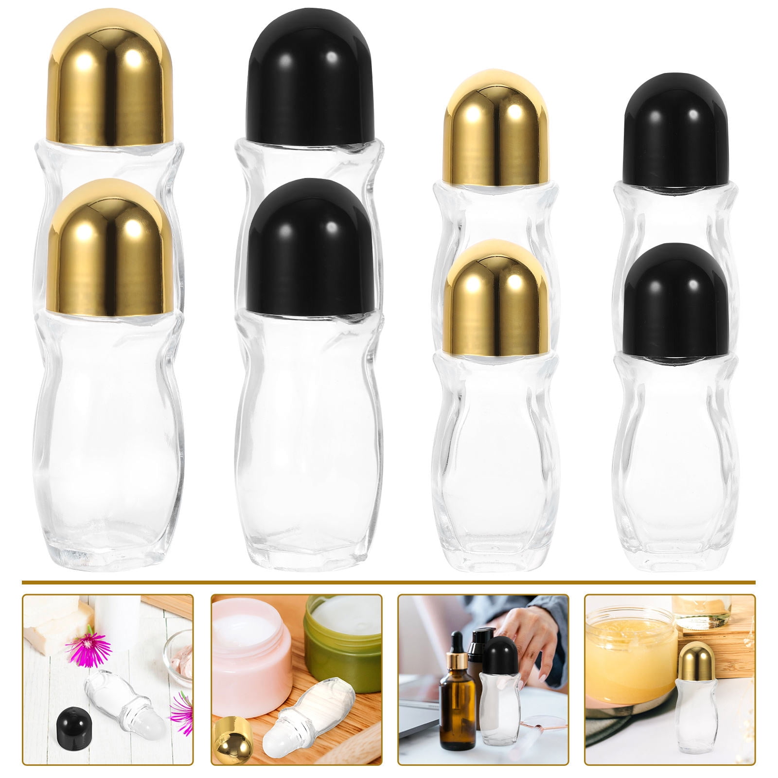HEMOTON 8Pcs 30ML 50ML Glass Roller Bottles Essential Oil Bottles Empty Bottles Packaging Bottles Travel Bottles with Lid