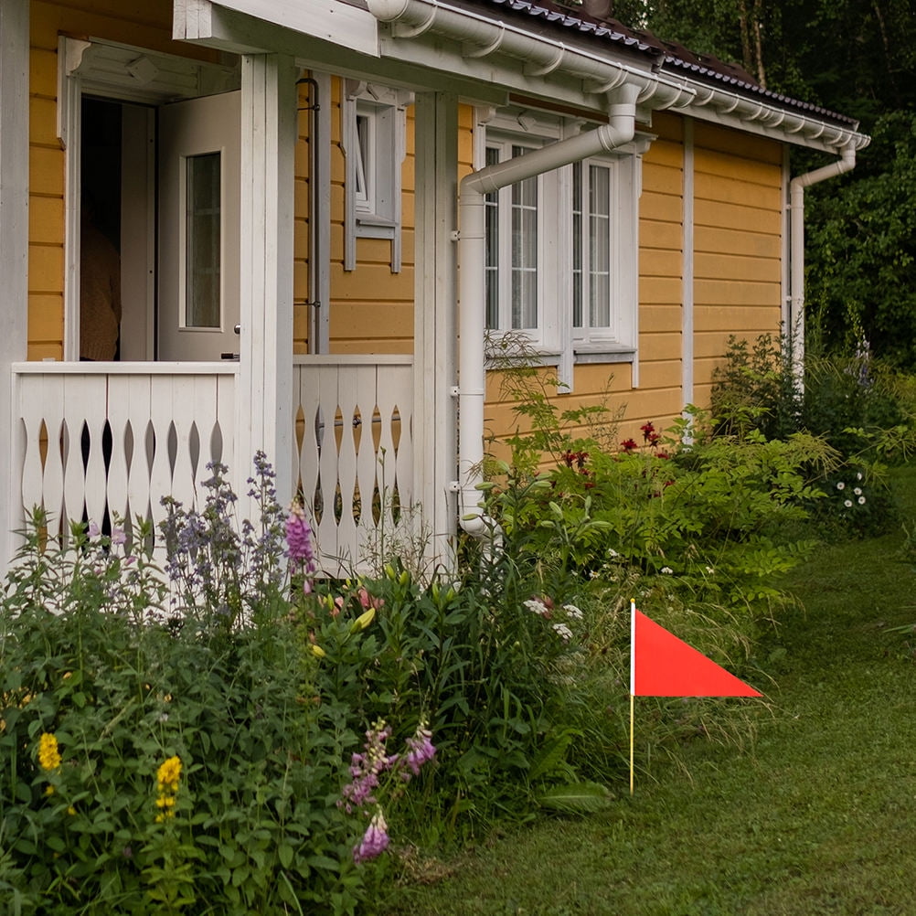 HEMOTON 8Pcs Yard Stakes Flags with Red Color for Clear Identification ...