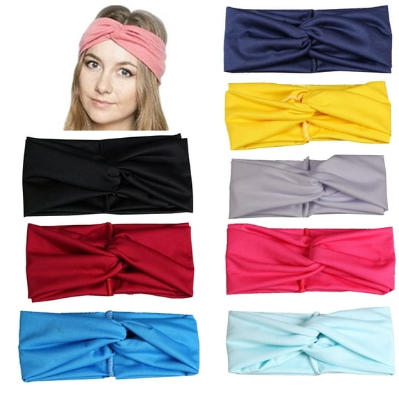 Hemoton 8pcs Women Elastic Turban Head Wrap Headband Cross Twisted Hair Band Headband for Hair Styling (Mixed Color)