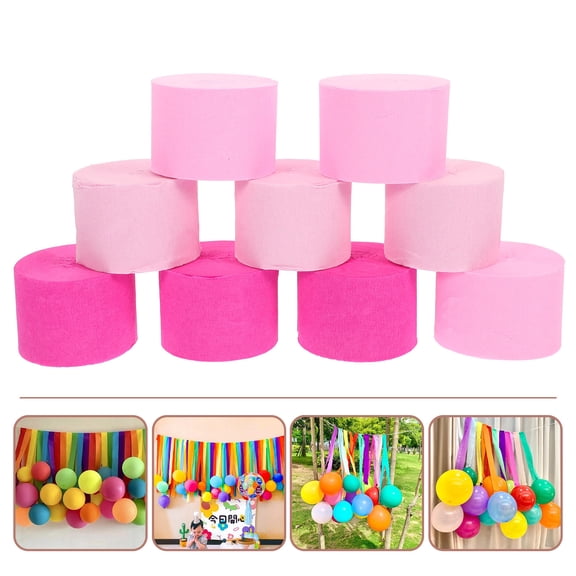 DEEPCRAFF Easy Use Pink Crepe Streamers for Party Windows Doors and Ceilings