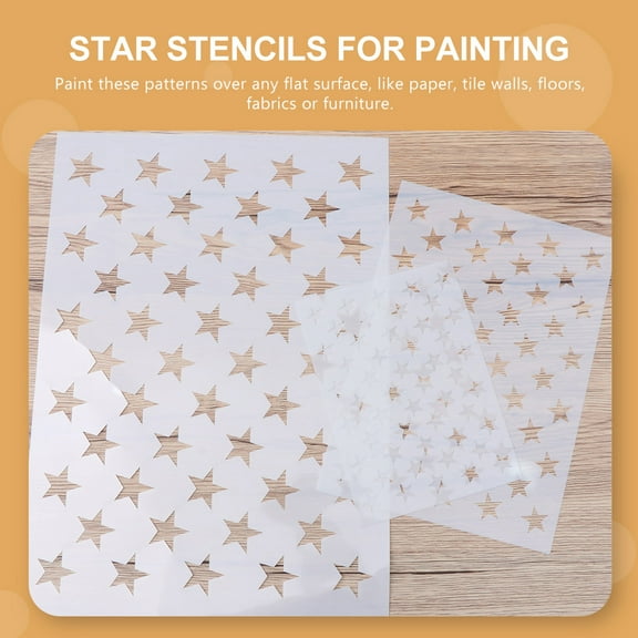 HEMOTON 9 Sheets Spray Pentagram Template Washable Stencil 0.02X26.5X37.5CM White