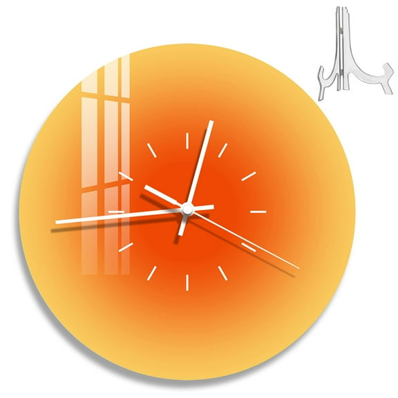 HEMOTON Acrylic Wall Clock for Home Use Perfect for Bedroom with Precise Timekeeping and Orange Color 12 Inches