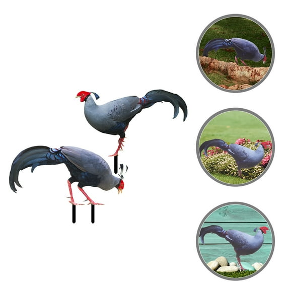 HEMOTON Adorable Acrylic Pheasant Stake for Garden Decor Vivid Yard Ornaments 2 Pieces