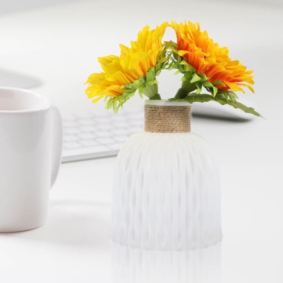 DEEPCRAFF Unbreakable White Plastic Pineapple Grain Vase for Floral Arranging and Home Decor